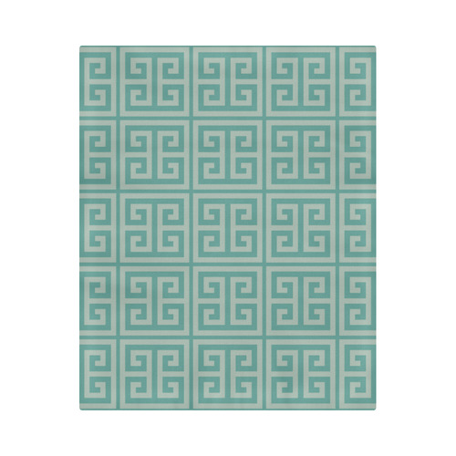 Dusky Green Greek Key Pattern Duvet Cover 86"x70" ( All-over-print)
