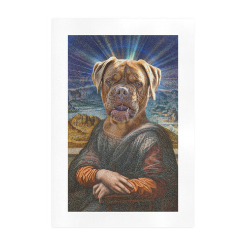 Funny Art BULLDOG MONA LISA Art Print 19‘’x28‘’