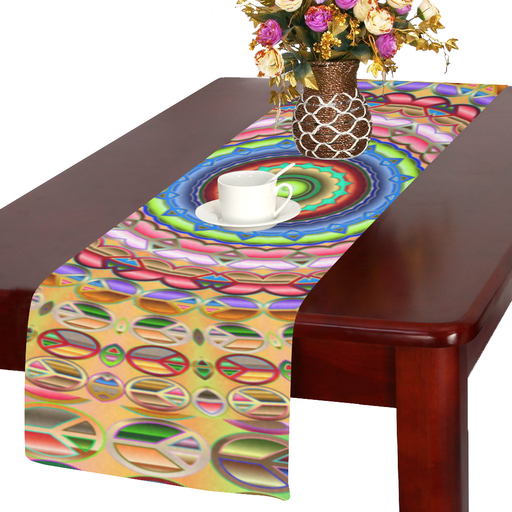 Peace Mandala Table Runner 14x72 inch