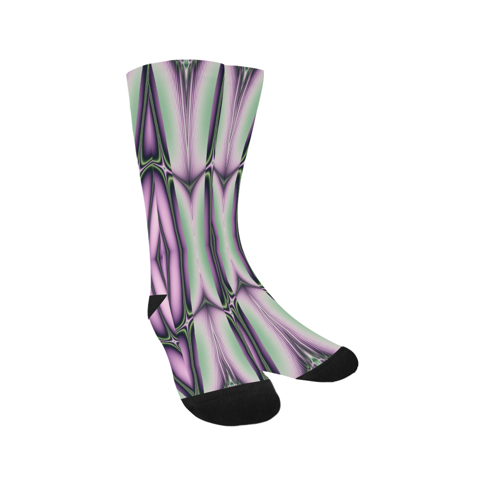 Pink and Green Ripples Fractal Abstract Trouser Socks