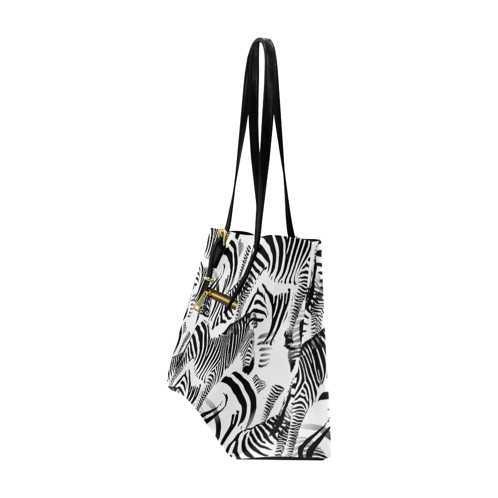 Black & White Zebra Stripes Euramerican Tote Bag/Large (Model 1656)