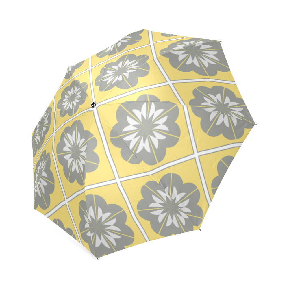 Gray Yellow And White Motif Foldable Umbrella (Model U01)