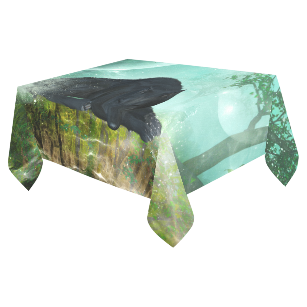 Sleeping wolf in the night Cotton Linen Tablecloth 52"x 70"