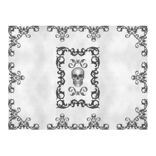 Filigree Skull Gothic Art Cotton Linen Tablecloth 52"x 70"