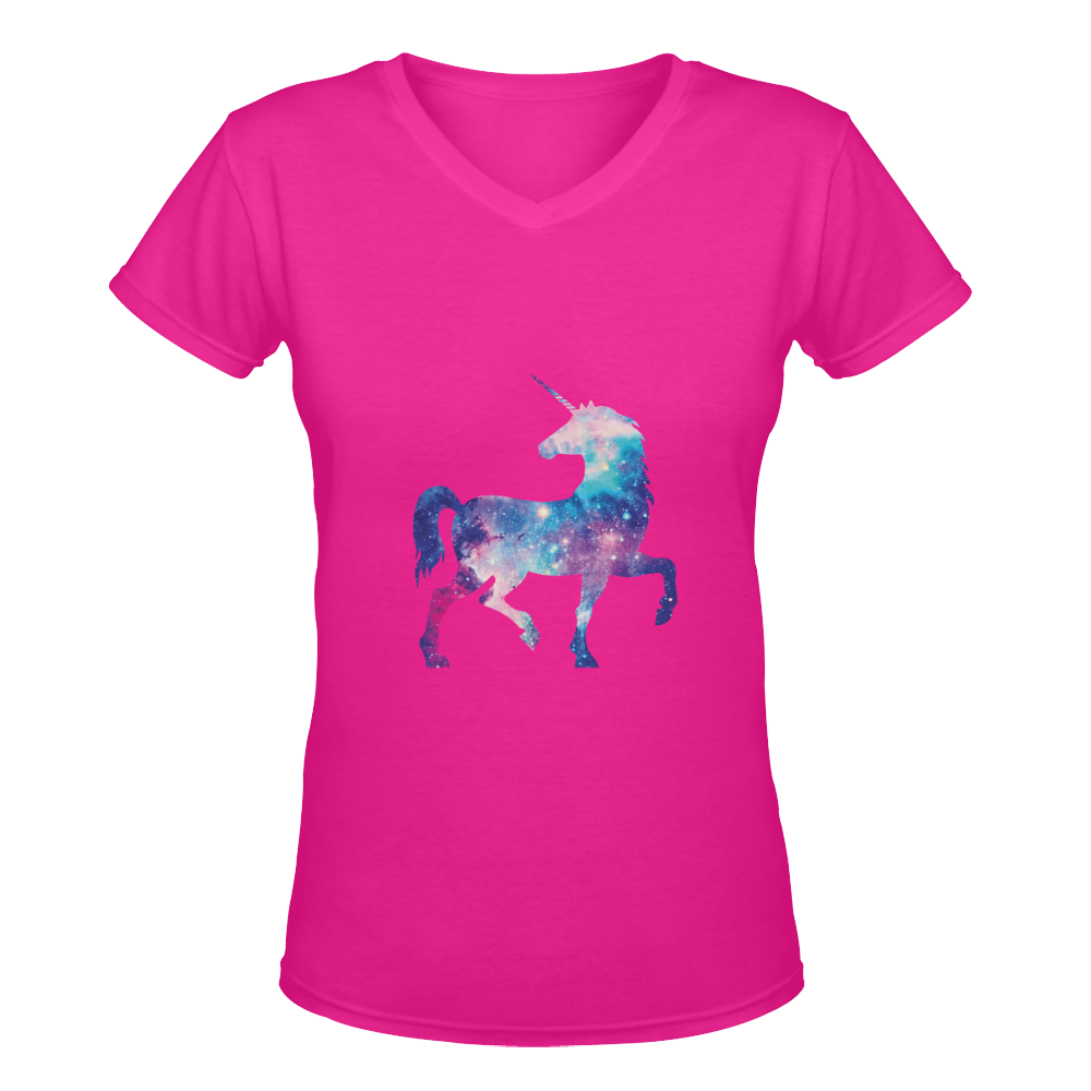 Unicorn Spirit (pink) Women's Deep V-neck T-shirt (Model T19)