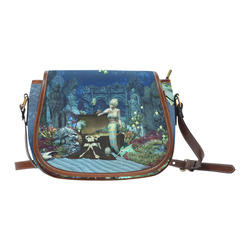 Underwater wold with mermaid Saddle Bag/Small (Model 1649) Full Customization