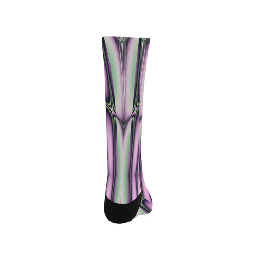 Pink and Green Ripples Fractal Abstract Trouser Socks