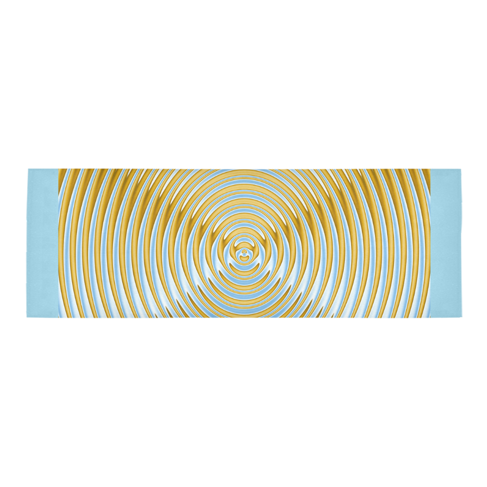 Gold Blue Rings Area Rug 9'6''x3'3''