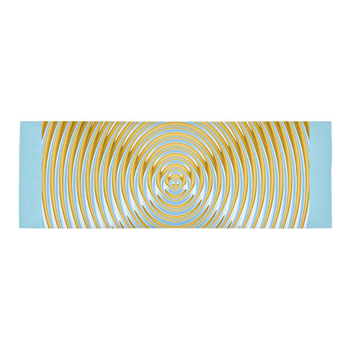 Gold Blue Rings Area Rug 9'6''x3'3''