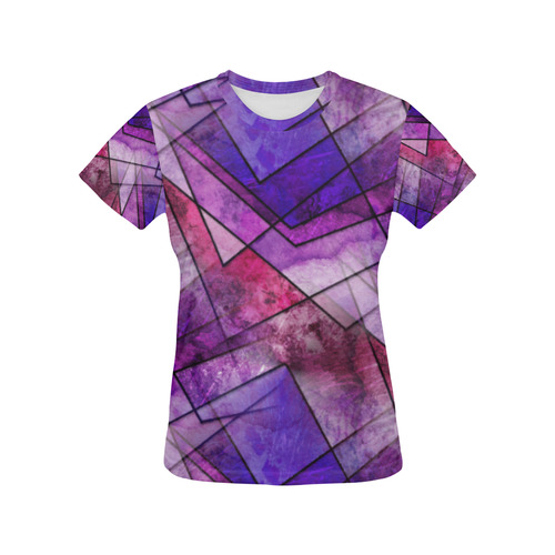 Pink Shards All Over Print T-Shirt for Women (USA Size) (Model T40)