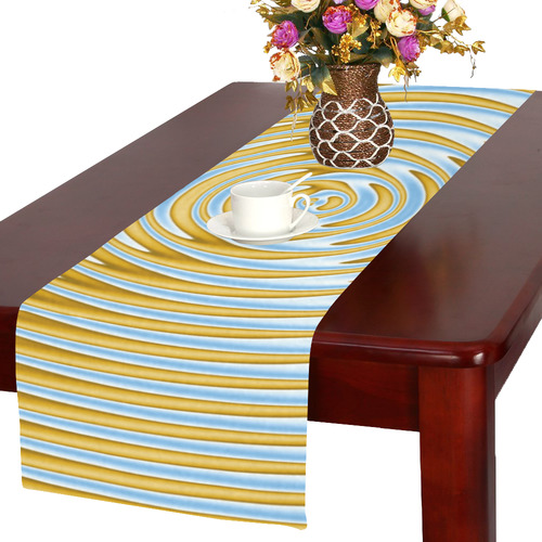 Gold Blue Rings Table Runner 16x72 inch