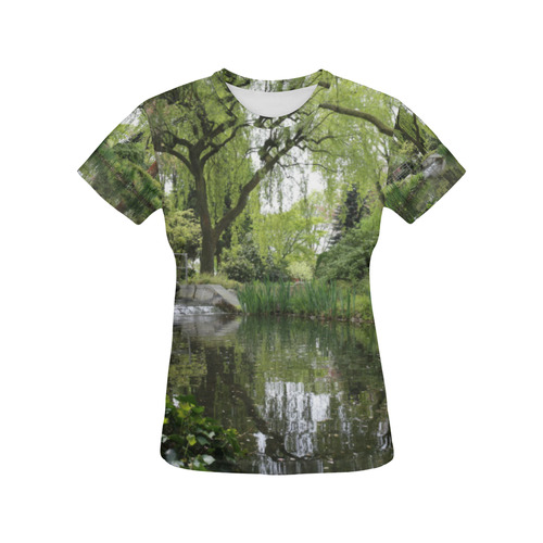 Japanese Garden in Leverkusen All Over Print T-Shirt for Women (USA Size) (Model T40)