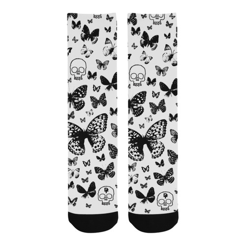 Black & White Skulls & Butterflies Trouser Socks