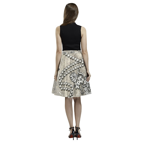Decorative design, damask Melete Pleated Midi Skirt (Model D15)