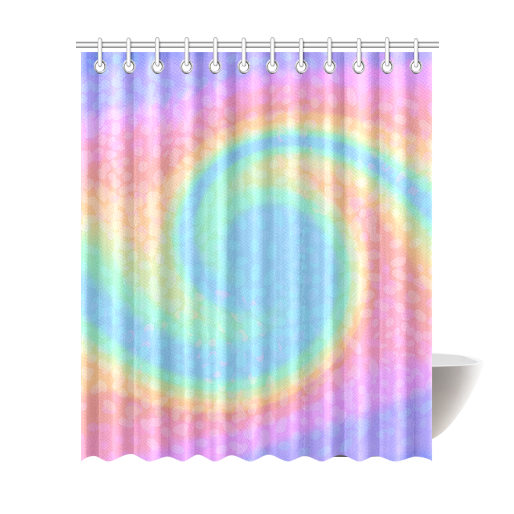 Pastel Rainbow Swirl Shower Curtain 72"x84"