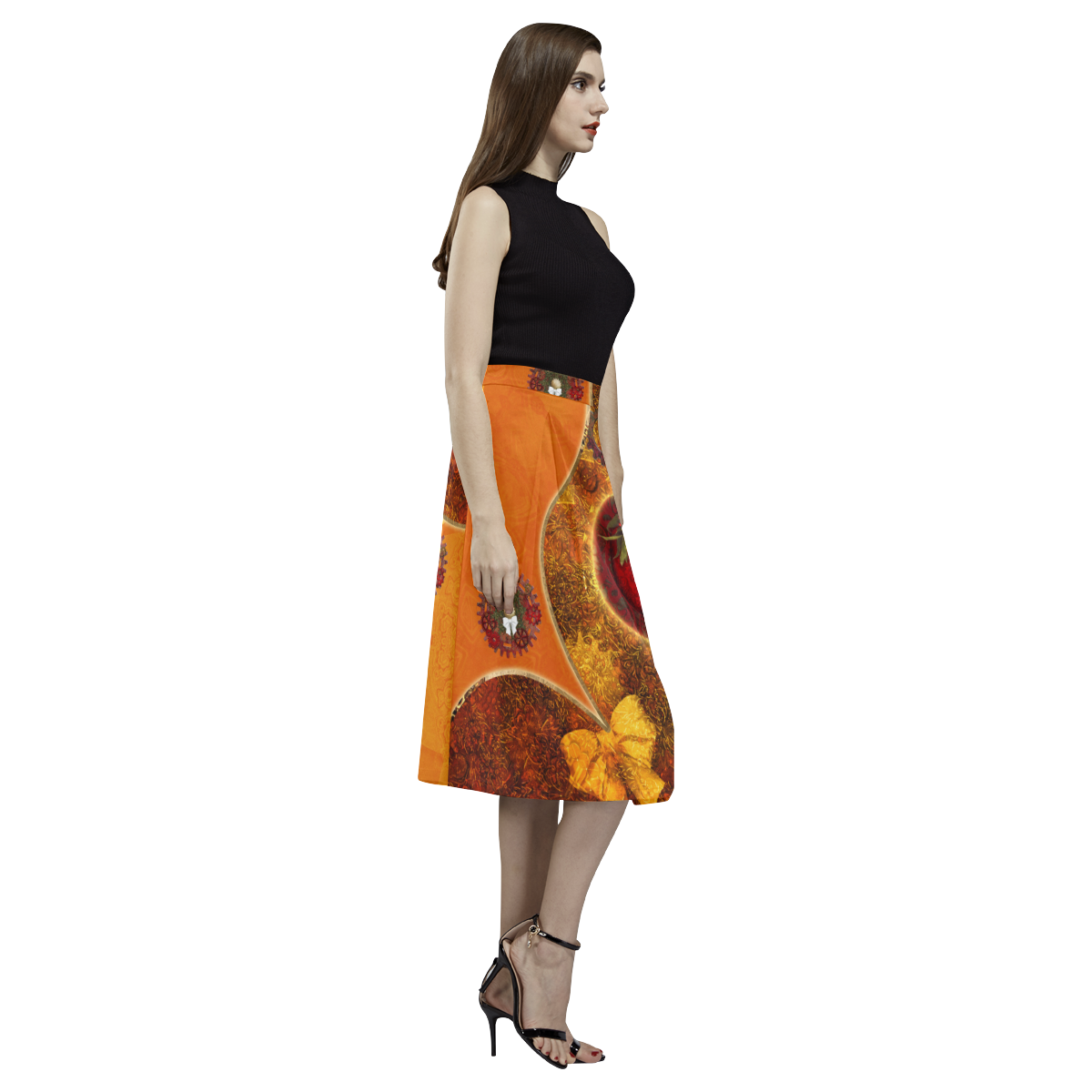 Steampunk decorative heart Aoede Crepe Skirt (Model D16)