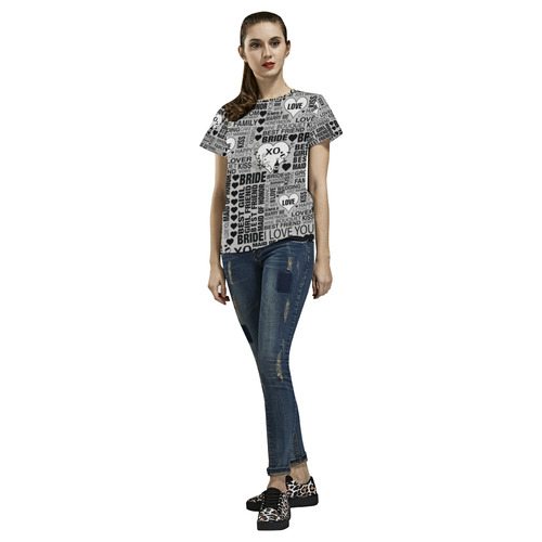 Bride Wedding Gift Bridal T Shirt Grey by Juleez All Over Print T-Shirt for Women (USA Size) (Model T40)