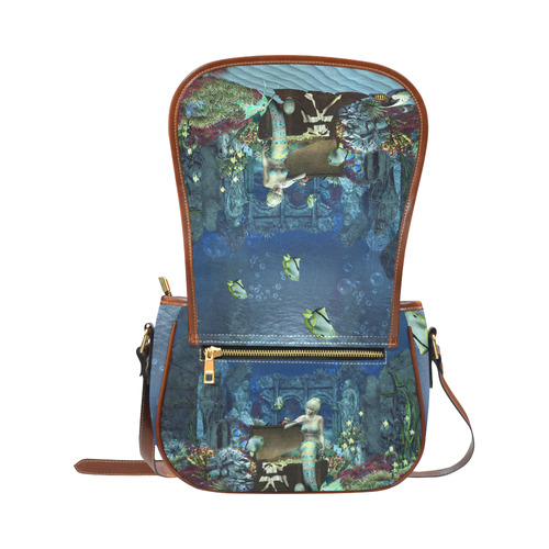 Underwater wold with mermaid Saddle Bag/Large (Model 1649)