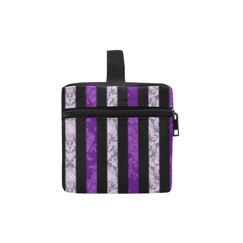 Two Tone Purple Damask Goth Stripe Lunch Bag/Large (Model 1658)