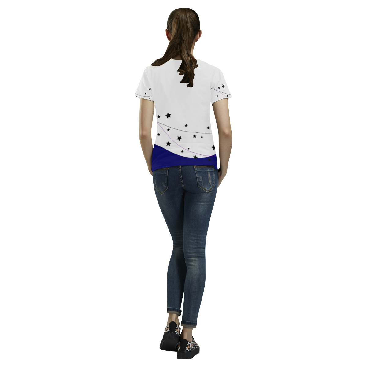 Designers white t-shirt with Stars All Over Print T-Shirt for Women (USA Size) (Model T40)