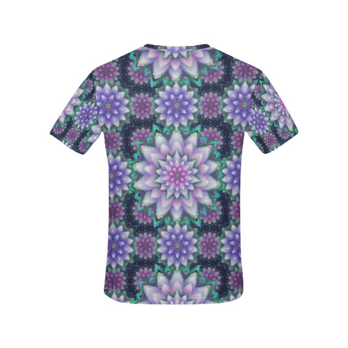 Lotus Flower Ornament - Purple and green All Over Print T-Shirt for Women (USA Size) (Model T40)