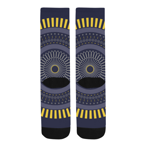 blue zen mandala circle Trouser Socks