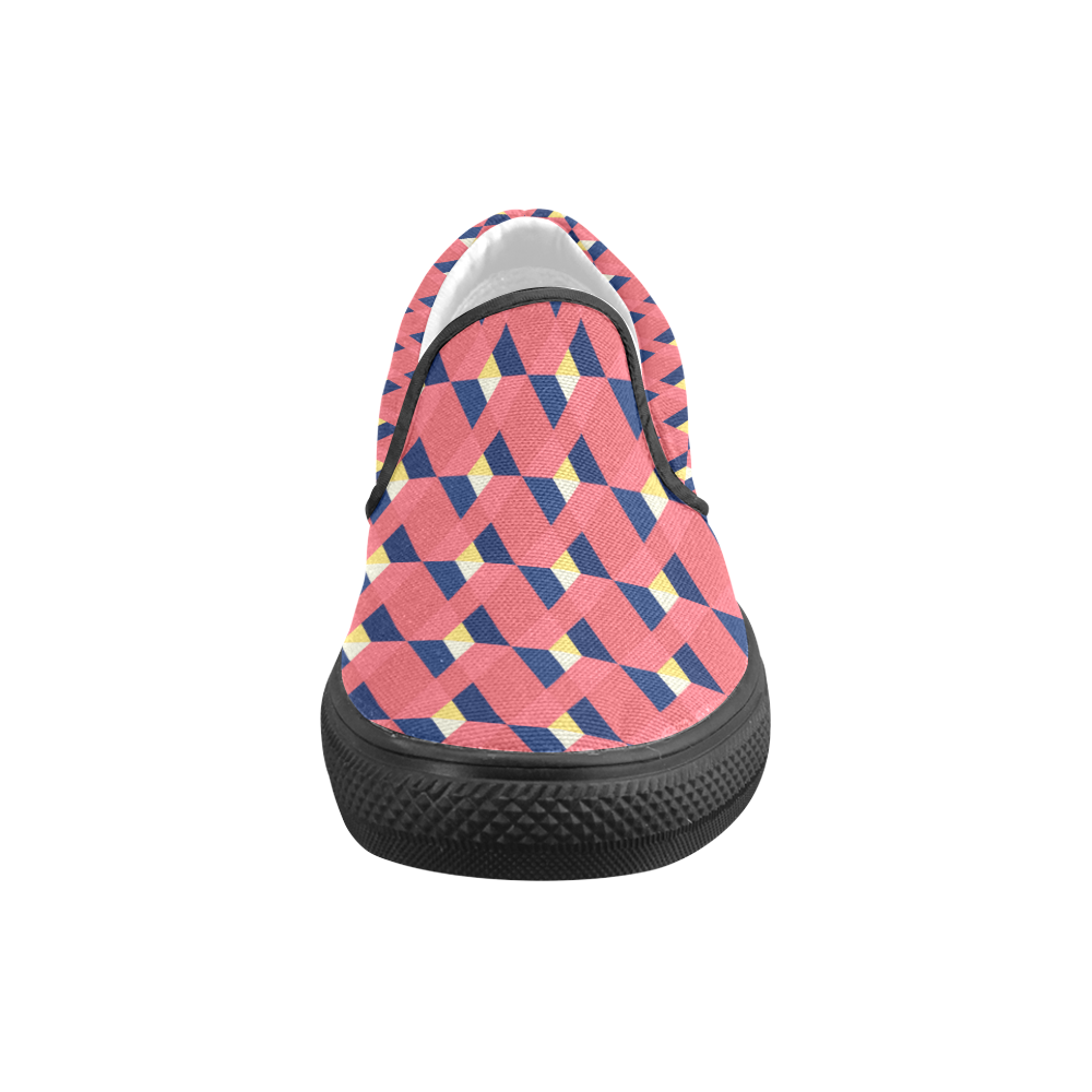 red triangle tile ceramic Slip-on Canvas Shoes for Kid (Model 019)