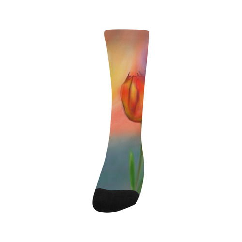 Peach Tulips Trouser Socks