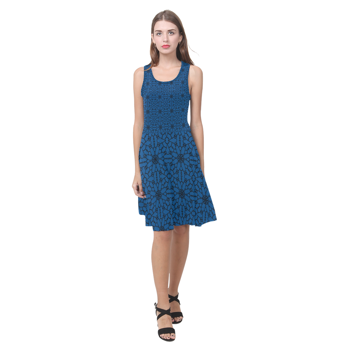 Lapis Blue Lace Atalanta Casual Sundress(Model D04)