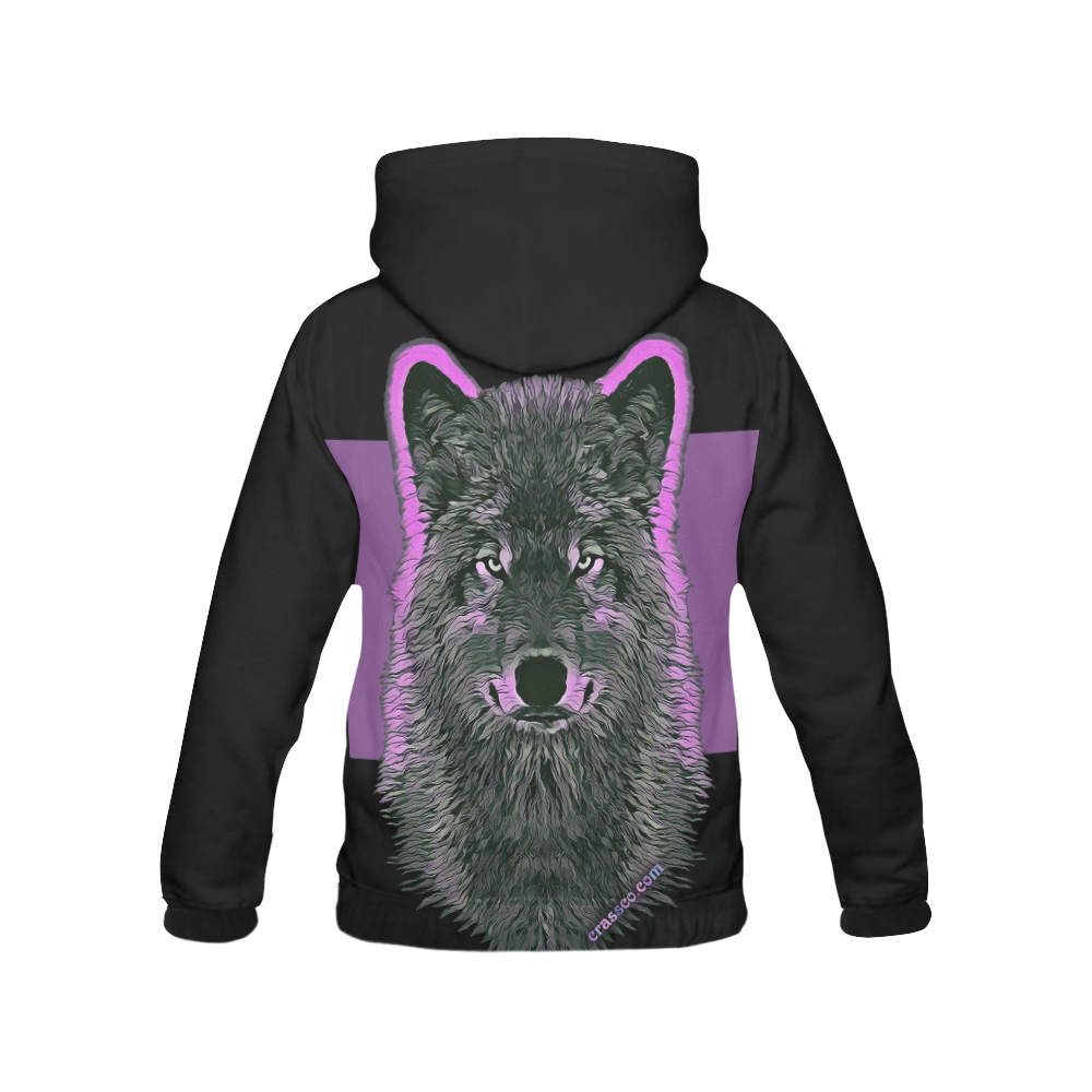 WOLF PINK All Over Print Hoodie for Women (USA Size) (Model H13)