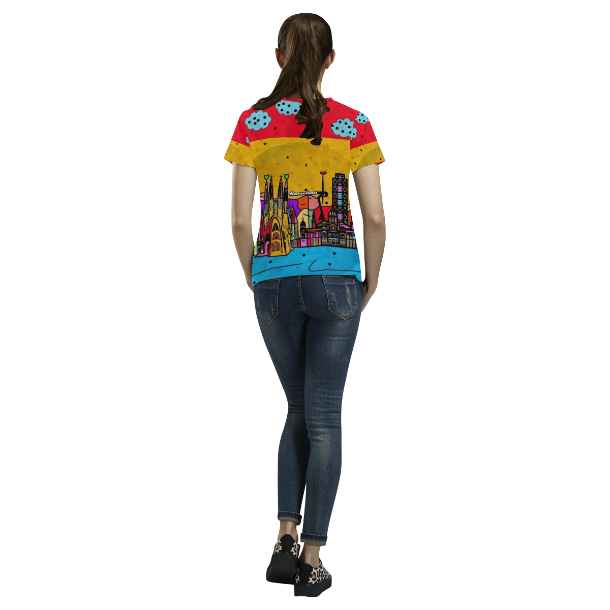 Barcelona Popart by Nico Bielow All Over Print T-Shirt for Women (USA Size) (Model T40)