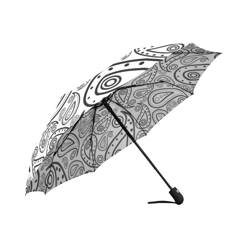 black and white paisley Auto-Foldable Umbrella (Model U04)