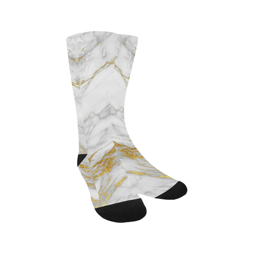 italian Marble, white and gold Trouser Socks