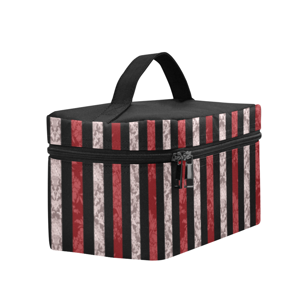 Two Tone Red Damask Goth Stripe Lunch Bag/Large (Model 1658)