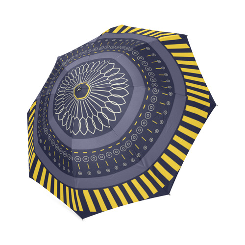 blue zen mandala circle Foldable Umbrella (Model U01)