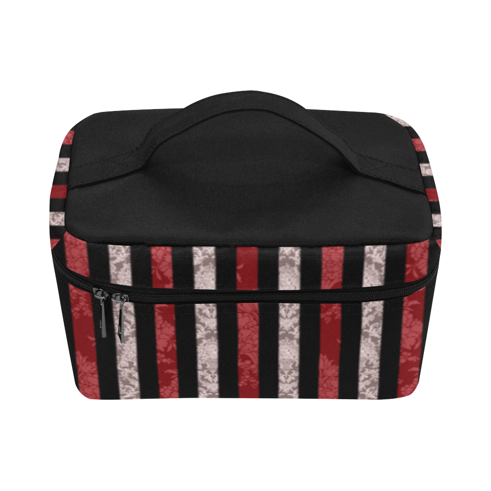 Two Tone Red Damask Goth Stripe Lunch Bag/Large (Model 1658)