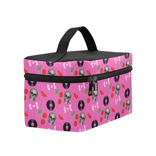 Rockabilly Records and Skulls Retro Print Lunch Bag/Large (Model 1658)