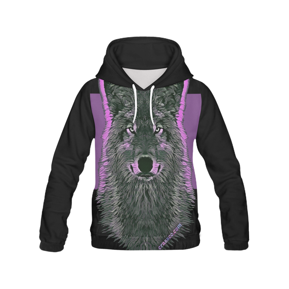 WOLF PINK All Over Print Hoodie for Women (USA Size) (Model H13)