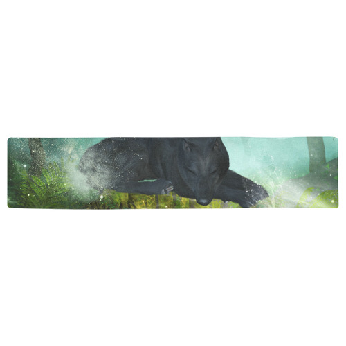 Sleeping wolf in the night Table Runner 16x72 inch