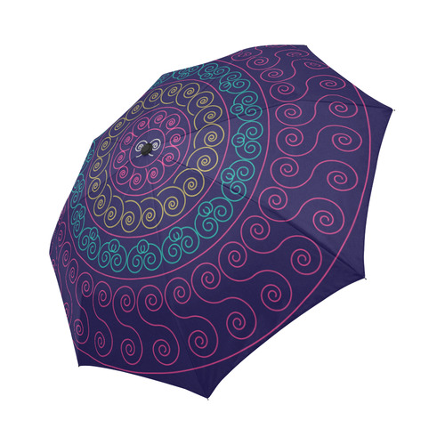 simply pink circular design mandala Auto-Foldable Umbrella (Model U04)