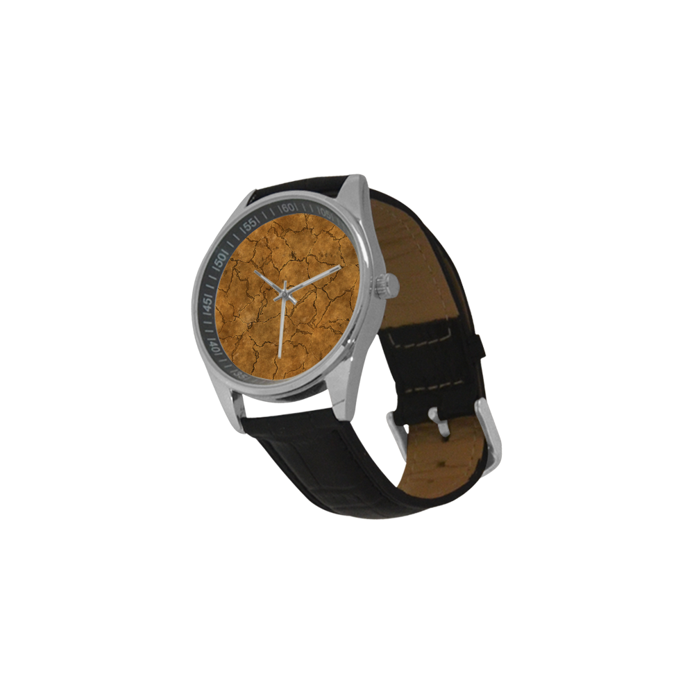 Cracked skull bone surface C by FeelGood Men's Casual Leather Strap Watch(Model 211)