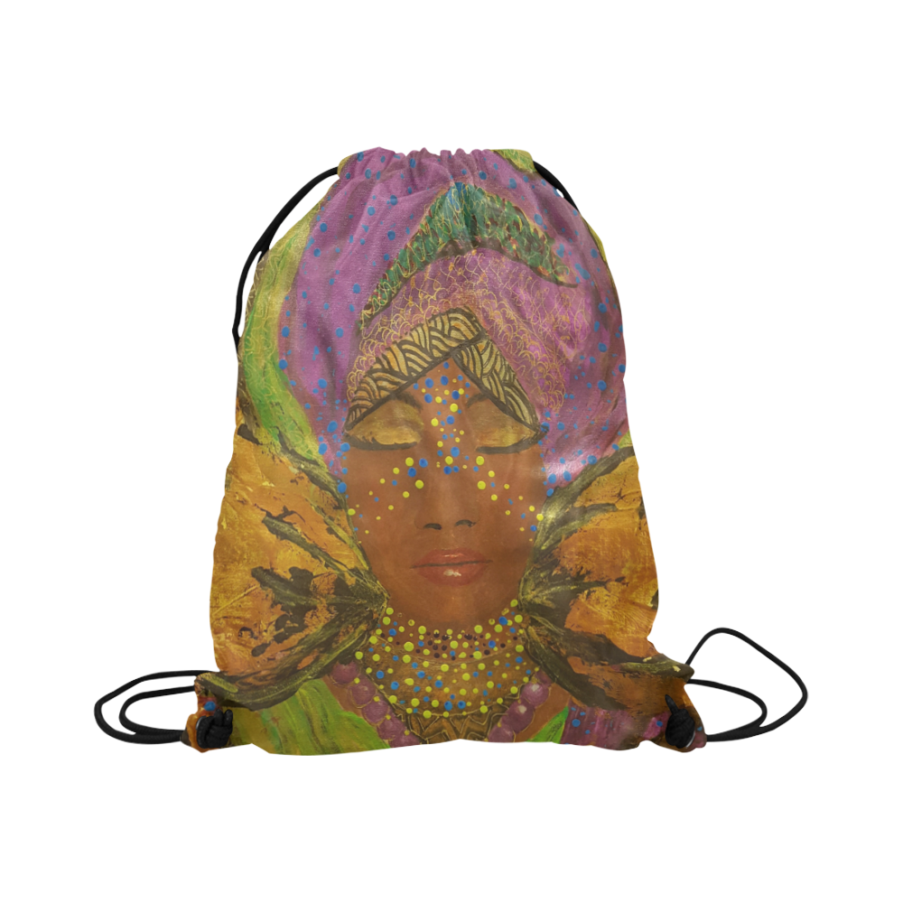 African Radiance by DBart Large Drawstring Bag Model 1604 (Twin Sides)  16.5"(W) * 19.3"(H)