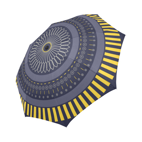blue zen mandala circle Auto-Foldable Umbrella (Model U04)