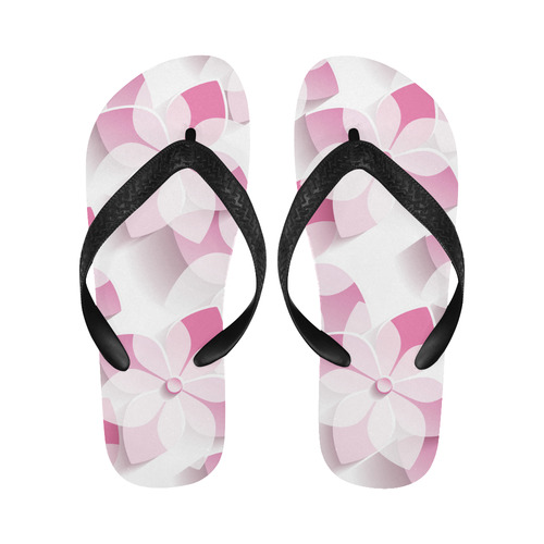 Pink And White Flowers Flip Flops for Men/Women (Model 040)