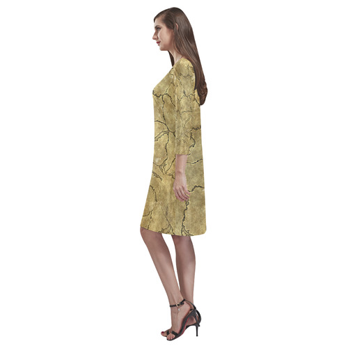 Cracked skull bone surface A by FeelGood Rhea Loose Round Neck Dress(Model D22)