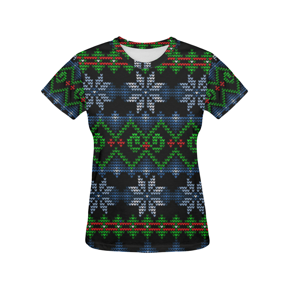 Ugly Christmas Sweater Knit, Christmas All Over Print T-Shirt for Women (USA Size) (Model T40)