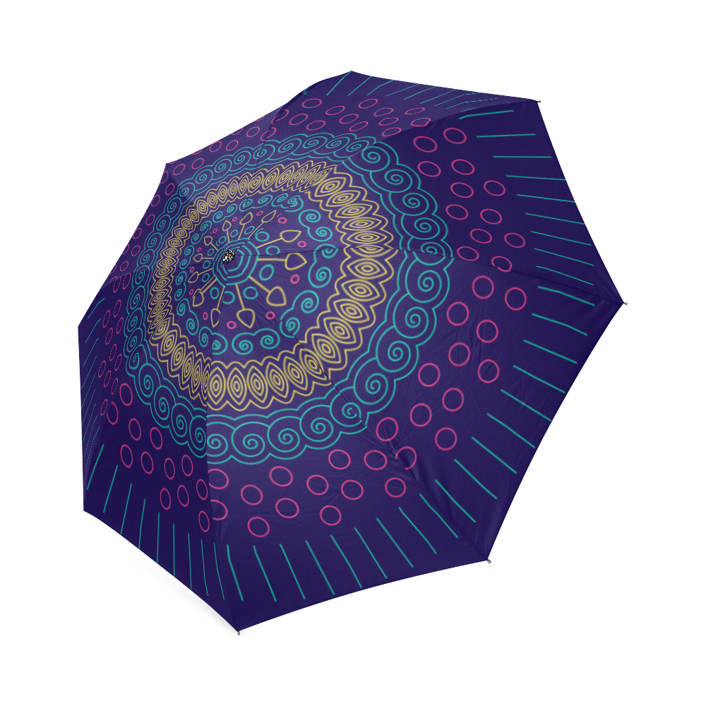 blue mandala circular Foldable Umbrella (Model U01)