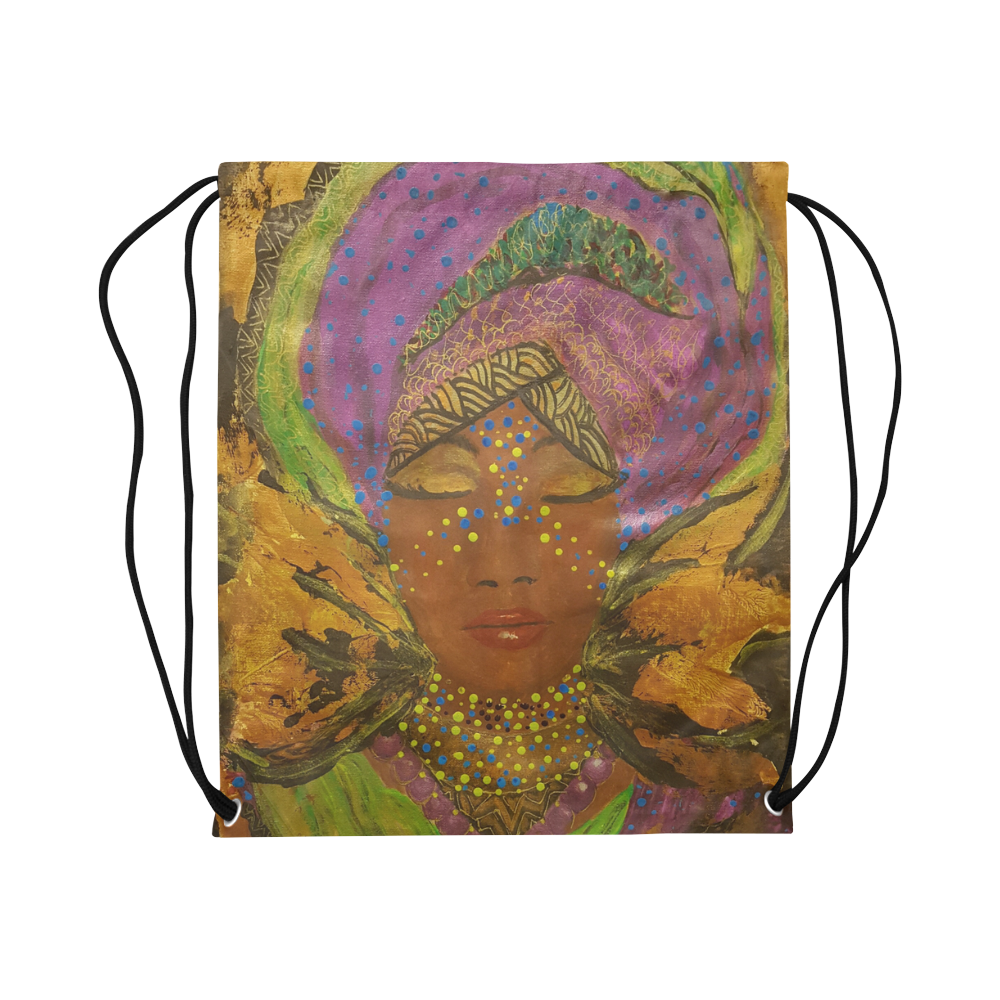 African Radiance by DBart Large Drawstring Bag Model 1604 (Twin Sides)  16.5"(W) * 19.3"(H)