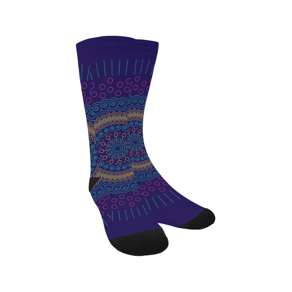 blue mandala circular Trouser Socks