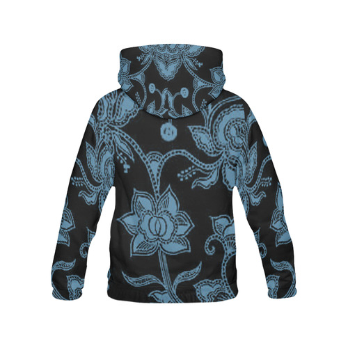 Vintage Floral Niagara and Black All Over Print Hoodie for Women (USA Size) (Model H13)